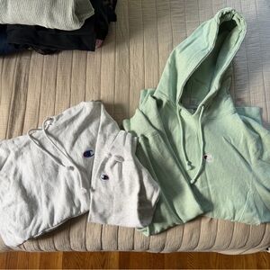 Champion Light Gray and Mint Green Hoodie